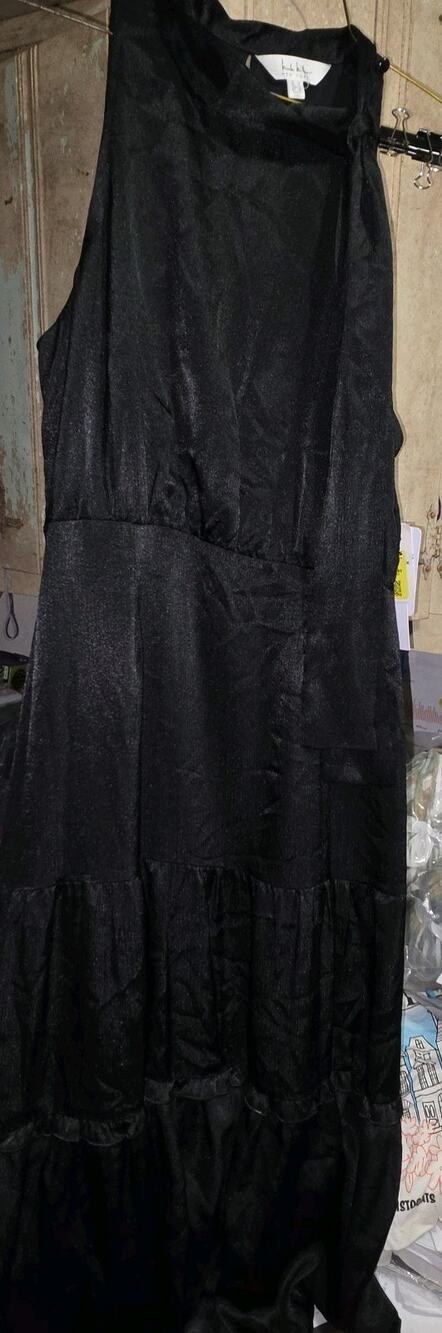 Nicole Miller New York Black Sz 12 Dress Halter Sleeveless NWT side neck scarf
